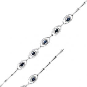 Браслет из белого золота Мастер Бриллиант 05M10-220369-70-02 с бриллиантом и сапфиром 05M10-220369-70-02 фото