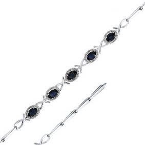 Браслет из белого золота Мастер Бриллиант 05M10-220370-00-02 с бриллиантом и сапфиром 05M10-220370-00-02 фото