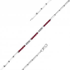 Браслет из белого золота Мастер Бриллиант 05M10-220396-00-03 с бриллиантом и рубином 05M10-220396-00-03 фото