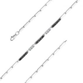 Браслет из белого золота Мастер Бриллиант 05M10-220396-00-55 с бриллиантом и чёрным бриллиантом 05M10-220396-00-55 фото