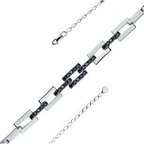 Браслет из белого золота Мастер Бриллиант 05M10-220402-00-48 с чёрным бриллиантом 05M10-220402-00-48 фото