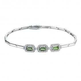 Браслет из белого золота Мастер Бриллиант 05M10-220444-00-60 с бриллиантом и турмалином 05M10-220444-00-60 фото