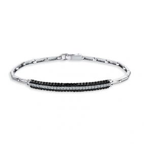 Браслет из белого золота Мастер Бриллиант 05M10-220449-00-55 с бриллиантом и чёрным бриллиантом 05M10-220449-00-55 фото