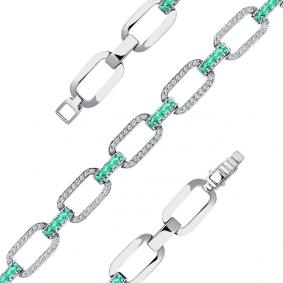 Браслет из белого золота Мастер Бриллиант 05M10-220452-00-01 с бриллиантом и изумрудом 05M10-220452-00-01 фото