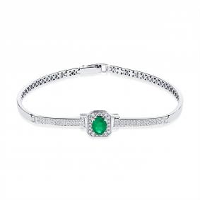 Браслет из белого золота Мастер Бриллиант 05M10-220469-00-01 с бриллиантом и изумрудом 05M10-220469-00-01 фото