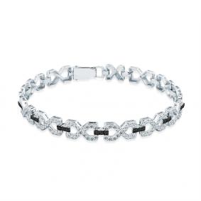 Браслет из белого золота Мастер Бриллиант 05M10-220482-00-56 с бриллиантом и чёрным бриллиантом 05M10-220482-00-56 фото