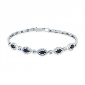 Браслет из белого золота Мастер Бриллиант 05M10-220488-00-02 с бриллиантом и сапфиром 05M10-220488-00-02 фото