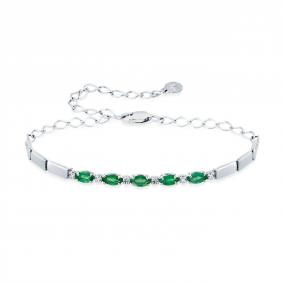 Браслет из белого золота Мастер Бриллиант 05M10-220494-00-01 с бриллиантом и изумрудом 05M10-220494-00-01 фото