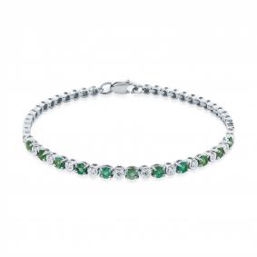 Браслет из белого золота Мастер Бриллиант 05M10-220496-00-01 с бриллиантом и изумрудом 05M10-220496-00-01 фото