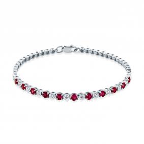Браслет из белого золота Мастер Бриллиант 05M10-220496-00-03 с бриллиантом и рубином 05M10-220496-00-03 фото