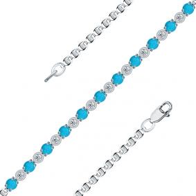 Браслет из белого золота Мастер Бриллиант 05M10-220496-00-38 с бриллиантом и бирюзой 05M10-220496-00-38 фото