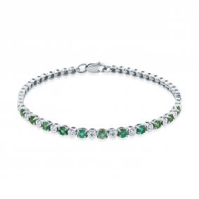 Браслет из белого золота Мастер Бриллиант 05M10-220496-01-01 с бриллиантом и изумрудом 05M10-220496-01-01 фото