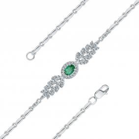 Браслет из белого золота Мастер Бриллиант 05M10-220497-00-01 с бриллиантом и изумрудом 05M10-220497-00-01 фото