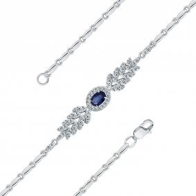 Браслет из белого золота Мастер Бриллиант 05M10-220497-00-47 с бриллиантом и сапфиром 05M10-220497-00-47 фото