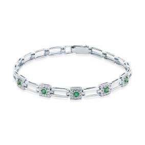 Браслет из белого золота Мастер Бриллиант 05M10-220499-00-01 с бриллиантом и изумрудом 05M10-220499-00-01 фото