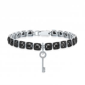 Браслет из белого золота Мастер Бриллиант 05M10-220540-01-55 с бриллиантом и чёрным бриллиантом 05M10-220540-01-55 фото