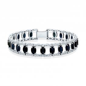 Браслет из белого золота Мастер Бриллиант 05M10-220544-03-02 с бриллиантом и сапфиром 05M10-220544-03-02 фото