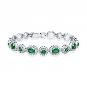 Браслет из белого золота Мастер Бриллиант 05M10-220547-00-01 с бриллиантом и изумрудом 05M10-220547-00-01 фото