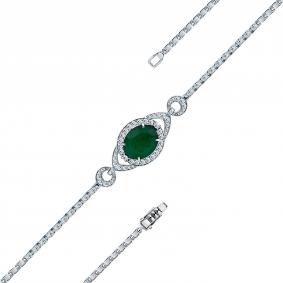Браслет из белого золота Мастер Бриллиант 05M10-220553-00-01 с бриллиантом и изумрудом 05M10-220553-00-01 фото