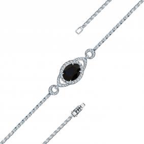 Браслет из белого золота Мастер Бриллиант 05M10-220553-00-02 с бриллиантом и сапфиром 05M10-220553-00-02 фото