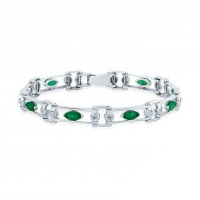 Браслет из белого золота Мастер Бриллиант 05M10-220554-00-01 с бриллиантом и изумрудом 05M10-220554-00-01 фото