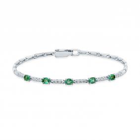 Браслет из белого золота Мастер Бриллиант 05M10-220555-00-01 с бриллиантом и изумрудом 05M10-220555-00-01 фото