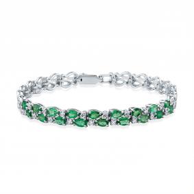 Браслет из белого золота Мастер Бриллиант 05M10-220567-00-01 с бриллиантом и изумрудом 05M10-220567-00-01 фото