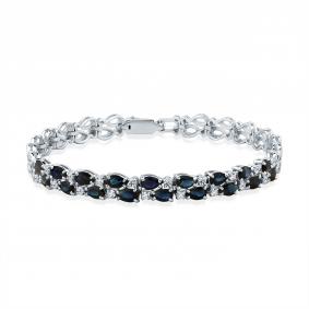 Браслет из белого золота Мастер Бриллиант 05M10-220567-00-02 с бриллиантом и сапфиром 05M10-220567-00-02 фото