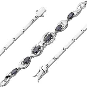 Браслет из белого золота Мастер Бриллиант 05M10-234-02 с бриллиантом и сапфиром 05M10-234-02 фото