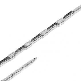 Браслет из белого золота Мастер Бриллиант 05M10-330-55 с бриллиантом и чёрным бриллиантом 05M10-330-55 фото