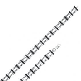 Браслет из белого золота Мастер Бриллиант 05M10-355/4-55 с бриллиантом и чёрным бриллиантом 05M10-355/4-55 фото