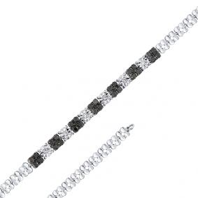 Браслет из белого золота Мастер Бриллиант 05M10-357-55 с бриллиантом и чёрным бриллиантом 05M10-357-55 фото