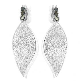 Серьги из белого золота Мастер Бриллиант 05M2-000-010-30 с бриллиантом и шпинелью 05M2-000-010-30 фото