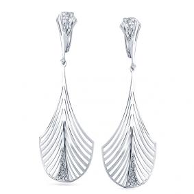 Серьги из белого золота Мастер Бриллиант 05M2-000-028/1 с бриллиантом 05M2-000-028/1 фото