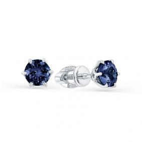 Серьги из белого золота Мастер Бриллиант 05M2-102-019-02 с сапфиром 05M2-102-019-02 фото