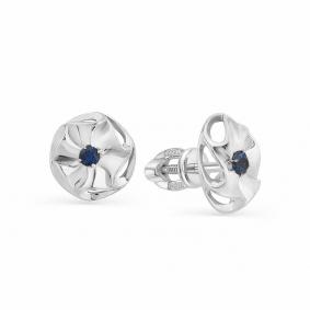 Серьги из белого золота Мастер Бриллиант 05M2-102-020-02 с сапфиром 05M2-102-020-02 фото