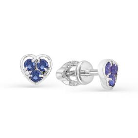 Серьги из белого золота Мастер Бриллиант 05M2-102-039-02 с сапфиром 05M2-102-039-02 фото