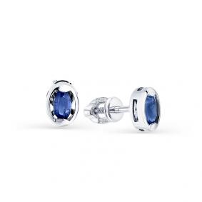 Серьги из белого золота Мастер Бриллиант 05M2-102-046-02 с сапфиром 05M2-102-046-02 фото