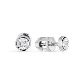 Серьги из белого золота Мастер Бриллиант 05M2-102-053 с бриллиантом 05M2-102-053 фото