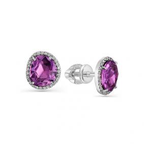 Серьги из белого золота Мастер Бриллиант 05M2-102-075/7-65 с бриллиантом и сапфиром 05M2-102-075/7-65 фото