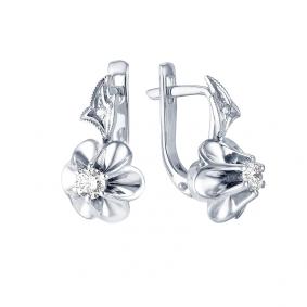 Серьги из белого золота Мастер Бриллиант 05M2-104-217 с бриллиантом 05M2-104-217 фото