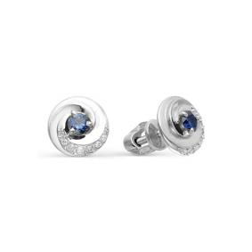 Серьги из белого золота Мастер Бриллиант 05M2-104-271-02 с бриллиантом и сапфиром 05M2-104-271-02 фото