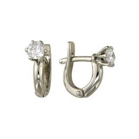 Серьги из белого золота Мастер Бриллиант 05M2-104-327 с бриллиантом 05M2-104-327 фото