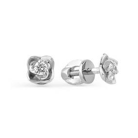 Серьги из белого золота Мастер Бриллиант 05M2-104-332 с бриллиантом 05M2-104-332 фото