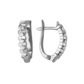 Серьги из белого золота Мастер Бриллиант 05M2-104-492 с бриллиантом 05M2-104-492 фото