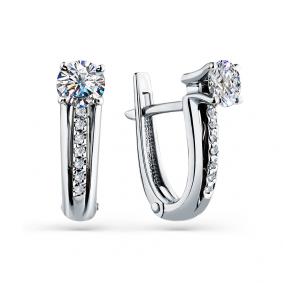 Серьги из белого золота Мастер Бриллиант 05M2-104-953 с бриллиантом 05M2-104-953 фото