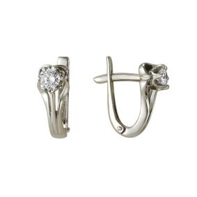 Серьги из белого золота Мастер Бриллиант 05M2-105-11 с бриллиантом 05M2-105-11 фото