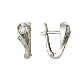 Серьги из белого золота Мастер Бриллиант 05M2-105-16 с бриллиантом 05M2-105-16 фото