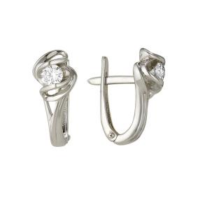 Серьги из белого золота Мастер Бриллиант 05M2-105-18 с бриллиантом 05M2-105-18 фото