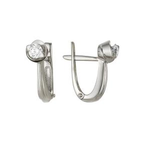 Серьги из белого золота Мастер Бриллиант 05M2-105-21 с бриллиантом 05M2-105-21 фото